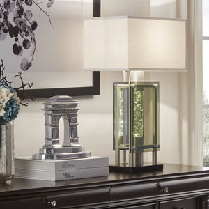 English Elm Modern Sparkling Water-Drop Table Lamp with Satin Finish Stand and Rectangular Shade for Mood Lighting Silver 24 L x 20.5 W x 12 H B011P162534