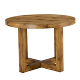 English Elm A Modern and Practical Circular Dining Table. Made Of Mdf Tabletop and Wooden Mdf Table Legs. A Set Of 6 Brown Cushioned Chairs. Ct- B0501A