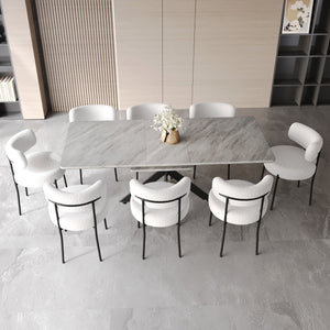 English Elm 62.4" Modern Extendable Dining Table Set For 4-8 With Stylish Metal Legs & Comfortable Chairs W2189S00149