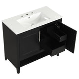 English Elm 36" Bathroom Vanity With Sink, Multi-Functional Bathroom Cabinet With Doors and Drawers, Mdf Frame and Mdf Board, Black