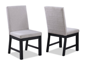 English Elm 2pc Modern Ladder Back Dining Chairs Set with Gray Fabric Seats, Wooden Frame, Easy Assembly, Stylish Transitional Design Black 42 L x 23.5 W x 20 H B011P162544