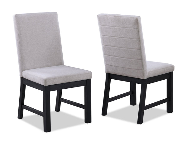 English Elm 2pc Modern Ladder Back Dining Chairs Set with Gray Fabric Seats, Wooden Frame, Easy Assembly, Stylish Transitional Design Black 42 L x 23.5 W x 20 H B011P162544