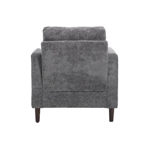 English Elm Wood Frame Armchair Tufted Chenille Lounge Chair with Ergonomic Back & Solid Wood Frame, Cozy Seat Gray W395P151908