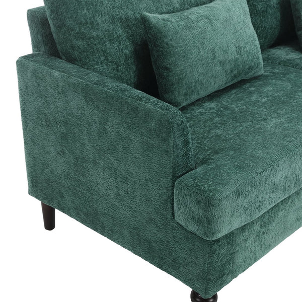 English Elm Mid Century Modern chenille loveseat with solid wood frame, detachable cushions, breathable fabric couch Emerald W395P151896