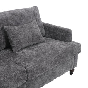 English Elm Mid Century Modern chenille loveseat with solid wood frame, detachable cushions, breathable fabric couch Gray W395P151898