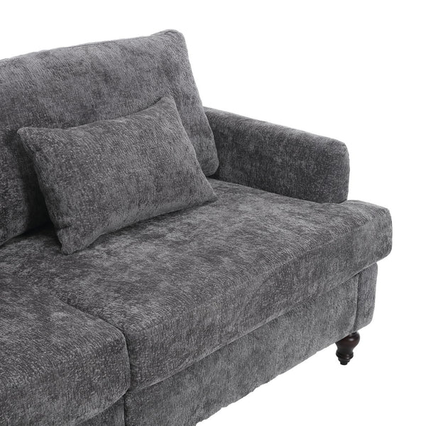English Elm Mid Century Modern chenille loveseat with solid wood frame, detachable cushions, breathable fabric couch Gray W395P151898