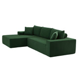 English Elm Sectional Corduroy Couch Covers 2 Piece s L Shape Sectional Sofa Couches For Living Room, Bedroom, Salon For Left Chaise,Drak Green.