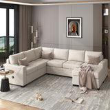 Sectional Sleeper Sofa with Pull-Out Bed, Lounge Chair, USB and Type-C Interfaces, for Living Room, Office, Spacious Spaces