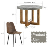 English Elm A Modern and Practical Circular Dining Table. Made Of Mdf Tabletop and Wooden Mdf Table Legs. A Set Of 6 Brown Cushioned Chairs. Ct-403 B0501A