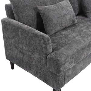 English Elm Mid Century Modern chenille loveseat with solid wood frame, detachable cushions, breathable fabric couch Gray W395P151898