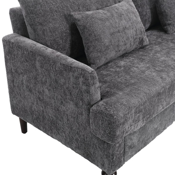 English Elm Mid Century Modern chenille loveseat with solid wood frame, detachable cushions, breathable fabric couch Gray W395P151898