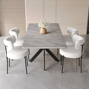 English Elm 62.4" Extendable Dining Table Set For 4-8 With Modern Grey Finish, Comfortable Chairs & Easy Clean Top W2189S00147