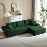 Modular Sectional Sofa Base Set, 2 Seater + Chaise, Dark Green Corduroy, 38.58 x 34.25 x 16.93