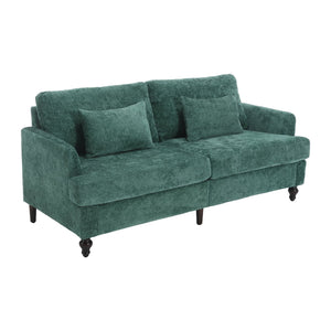 English Elm Mid Century Modern chenille loveseat with solid wood frame, detachable cushions, breathable fabric couch Emerald W395P151896