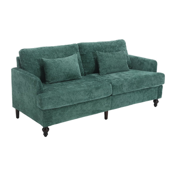 English Elm Mid Century Modern chenille loveseat with solid wood frame, detachable cushions, breathable fabric couch Emerald W395P151896