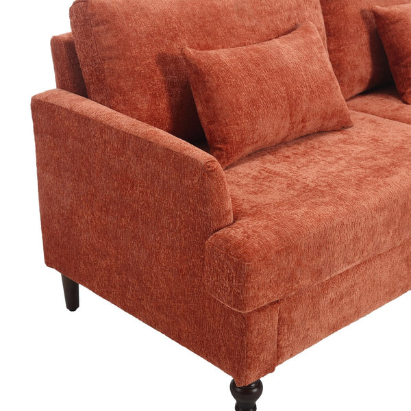 English Elm Mid Century Modern chenille loveseat with solid wood frame, detachable cushions, breathable fabric couch Dark Orange W395P151899