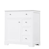 English Elm 30" Bathroom Vanity With Sink Top, Bathroom Vanity Cabinet With Door and Two Drawers, Mdf Boards, Solid Wood, One Package, White