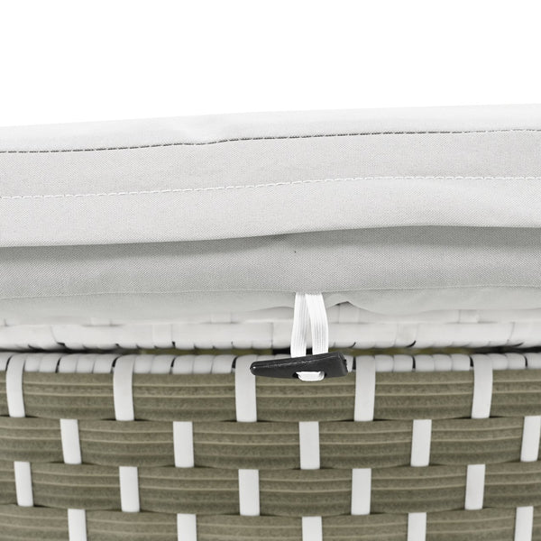 English Elm TOPMAX All-Weather Rattan Round Sectional Daybed with Retractable Canopy, Adjustable Table & Cushions Gray SP100023AAE