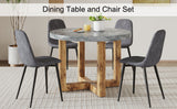 English Elm A Modern and Practical Circular Dining Table. Made Of Mdf Tabletop and Wooden Mdf Table Legs. A Set Of 6 Cushioned Chairs. Ct-403 B0501A