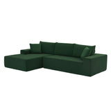 English Elm Sectional Corduroy Couch Covers 2 Piece s L Shape Sectional Sofa Couches For Living Room, Bedroom, Salon For Left Chaise,Drak Green.