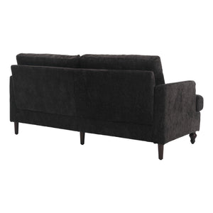 English Elm Mid Century Modern chenille loveseat with solid wood frame, detachable cushions, breathable fabric couch Black W395P151900