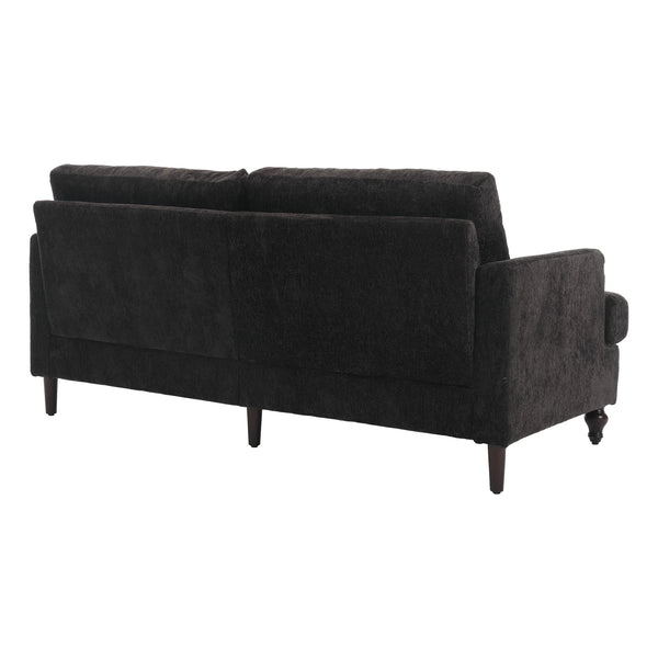 English Elm Mid Century Modern chenille loveseat with solid wood frame, detachable cushions, breathable fabric couch Black W395P151900