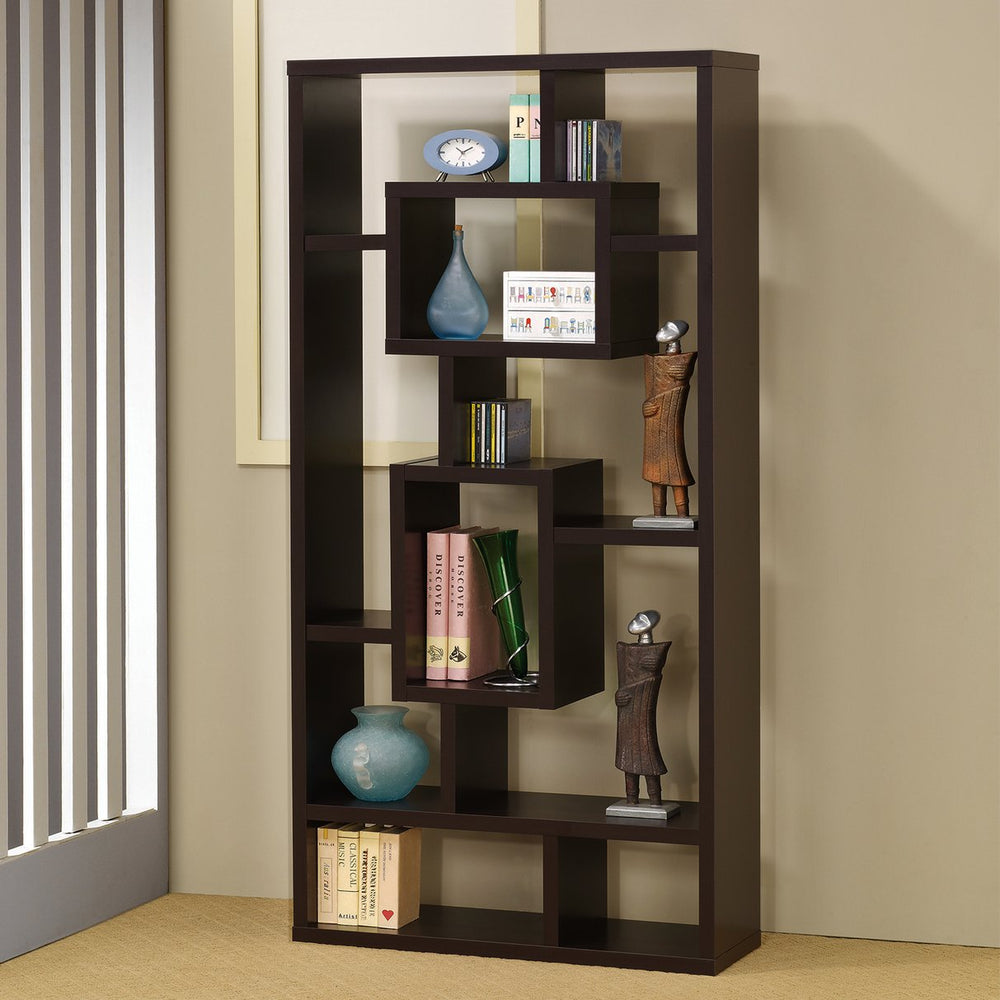 English Elm 10-Shelf Cappuccino Bookcase – Contemporary Design, Versatile Storage & Elegant Display Solution B016P162598