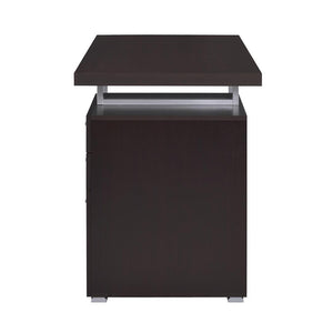 English Elm 3-Drawer Office Desk with Filing Cabinet and Two Silver-Handled Drawers for Organized Home Workspaces Cappuccino B016P163565