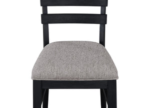 English Elm 2pc Modern Ladder Back Dining Chairs Set with Gray Fabric Seats, Wooden Frame, Easy Assembly, Stylish Transitional Design Black 42 L x 21.5 W x 19 H B011P162543