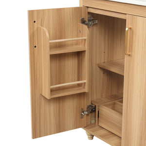 English Elm 30" Modern Bathroom Vanity with Ceramic Sink, Solid Wood & MDF Storage Cabinet with Drawer and Doors WF319484AAG