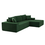 English Elm Sectional Sofa Set Separate L Shaped Corduroy Couch Cover For Both Left/Right Couch (Seat and Back: 1 Chaise + 2 Sofa Seater) ,Dark Green.