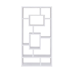 English Elm 10-Shelf Geometric Rectangular Bookcase in White — 10 Open Shelves, Sturdy Craftsmanship & Chic Display</s> B016P162596