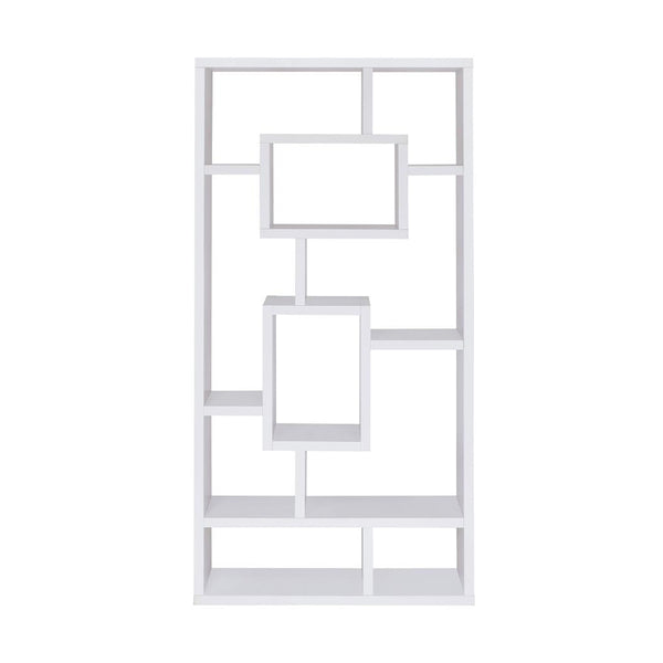 English Elm 10-Shelf Geometric Rectangular Bookcase in White — 10 Open Shelves, Sturdy Craftsmanship & Chic Display</s> B016P162596