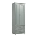 English Elm Tall Storage Cabinet With Two Drawers For Bathroom/Office, Grey