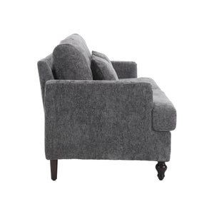 English Elm Mid Century Modern chenille loveseat with solid wood frame, detachable cushions, breathable fabric couch Gray W395P151898