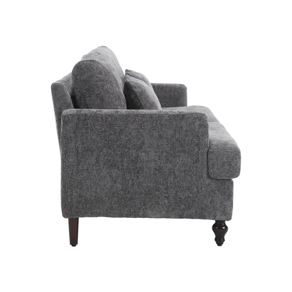 English Elm Mid Century Modern chenille loveseat with solid wood frame, detachable cushions, breathable fabric couch Gray W395P151898