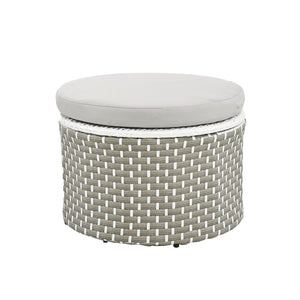 English Elm TOPMAX All-Weather Rattan Round Sectional Daybed with Retractable Canopy, Adjustable Table & Cushions Gray SP100023AAE