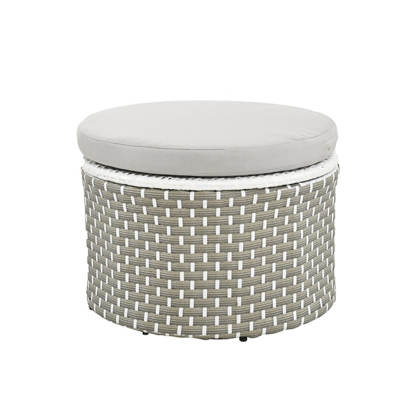 English Elm TOPMAX All-Weather Rattan Round Sectional Daybed with Retractable Canopy, Adjustable Table & Cushions Gray SP100023AAE