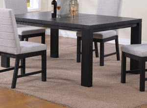 English Elm 1pc Extendable Dining Table 41" x 72"-90" with 18" Leaf, Contemporary Transitional Black Finish, Solid Wood B011P162526