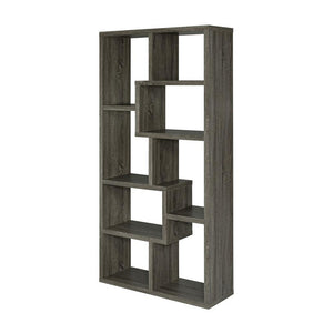 English Elm Rectangular geometric 10-shelf bookcase in Weathered Grey — versatile display, durable engineered wood finish B016P163520