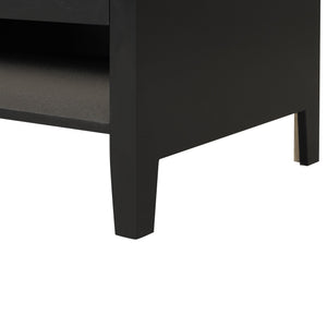 English Elm 36" Modern Black Bathroom Vanity with Ceramic Sink, Solid Wood & MDF, 2 Doors 2 Drawers Shelf WF319758AAB