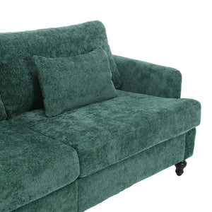 English Elm Mid Century Modern chenille loveseat with solid wood frame, detachable cushions, breathable fabric couch Emerald W395P151896