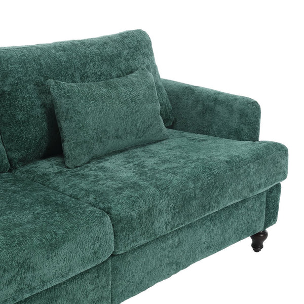 English Elm Mid Century Modern chenille loveseat with solid wood frame, detachable cushions, breathable fabric couch Emerald W395P151896