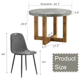 English Elm A Modern and Practical Circular Dining Table. Made Of Mdf Tabletop and Wooden Mdf Table Legs. A Set Of 4 Cushioned Chairs. Ct-403 B0501A