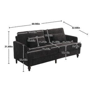 English Elm Mid Century Modern chenille loveseat with solid wood frame, detachable cushions, breathable fabric couch Black W395P151900