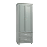 English Elm Tall Storage Cabinet With Two Drawers For Bathroom/Office, Grey