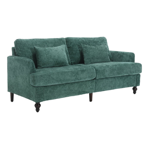 English Elm Mid Century Modern chenille loveseat with solid wood frame, detachable cushions, breathable fabric couch Emerald W395P151896