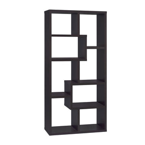 English Elm 10-Shelf Geometric Bookcase In Rich Cappuccino Finish - Stylish Storage For Any Room Decor B016P162602