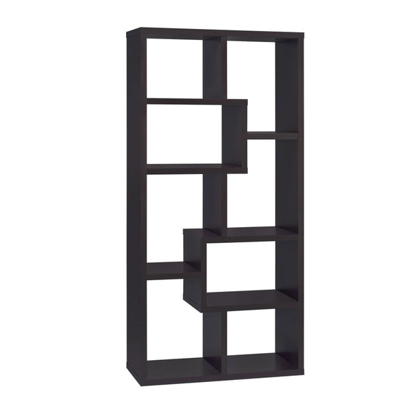 English Elm 10-Shelf Geometric Bookcase In Rich Cappuccino Finish - Stylish Storage For Any Room Decor B016P162602