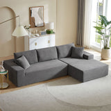 English Elm L Shape Sectional Sofa Corduroy Couches Modular Sectional Living Room Sofa Set Upholstered Sleeper Sofa For Living Room, Bedroom, Salon,.Grey